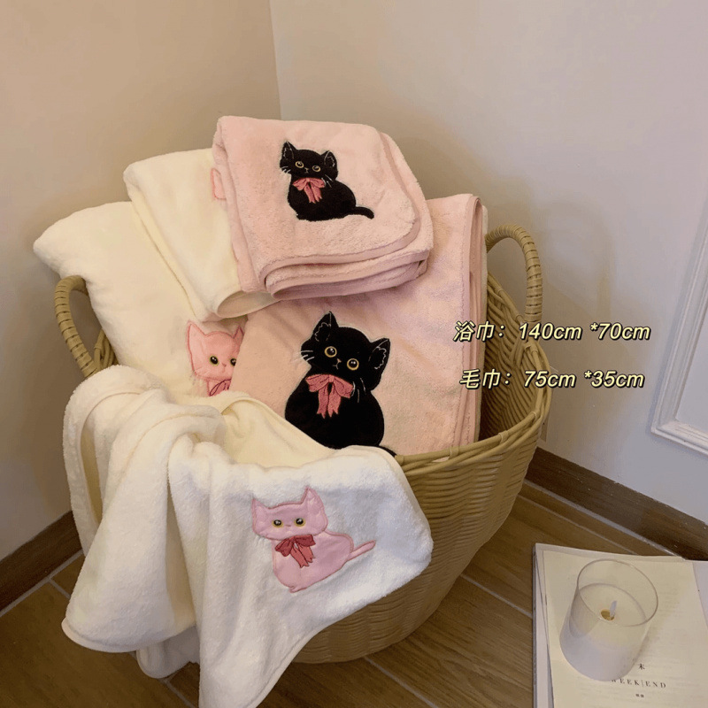 可爱浴巾毛巾柔软家用洗澡毛巾学生宿舍吸水心速干加厚大浴巾