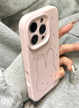 简约风可爱线条米菲兔适用于iphone17promax苹果16手机壳15新款14pro女13少女心17Air磨砂液态硅胶创意防摔套