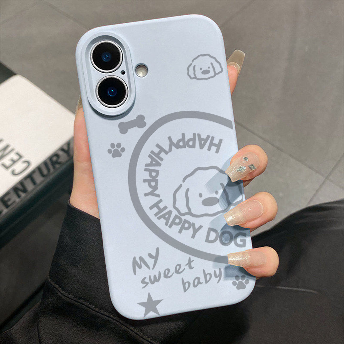 爱心英文小狗适用于苹果17promax手机壳液态硅胶iPhone16pro保护套情侣15新款创意14超好看独特13全包12超火