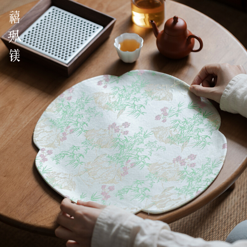 禧珮镁新中式织锦双面茶席反水海棠干泡茶席中国风茶桌垫隔热壶垫