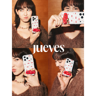 【陈都灵同款】JUEVES星期四心碎樱桃钻石发夹壳适用iPhone17ProMax/17Pro/16ProMax华为Pura70手机壳带支架