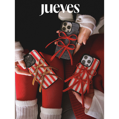 JUEVES星期四新年丝绒绑带壳iphone15pm手机壳苹果14pro红色15max软壳13黑边15promax全包1