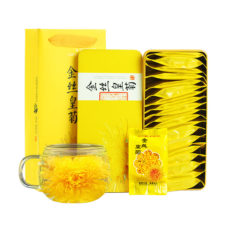 菊花茶菊花节日礼盒黄菊金丝皇菊胎菊熬夜贡菊一朵一杯独立小包装