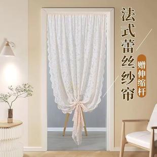 免打孔蕾丝门帘隔断帘家用卧室厨房窗帘纱帘防蚊挂帘夏季 新款