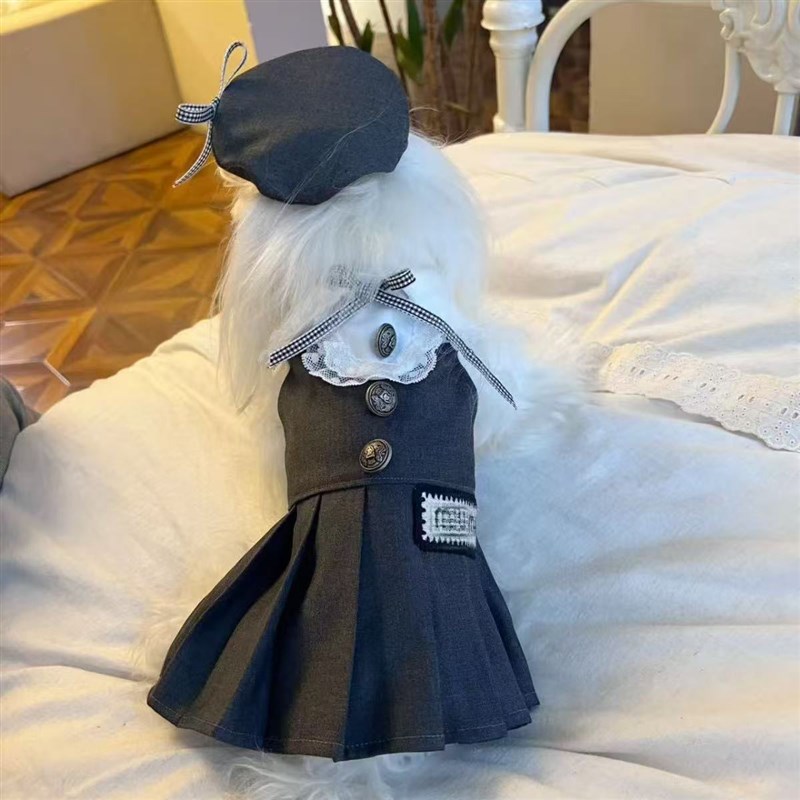 宠物比熊博美泰迪小型犬贵族学院风连衣裙K狗狗衣服春秋冬装约克