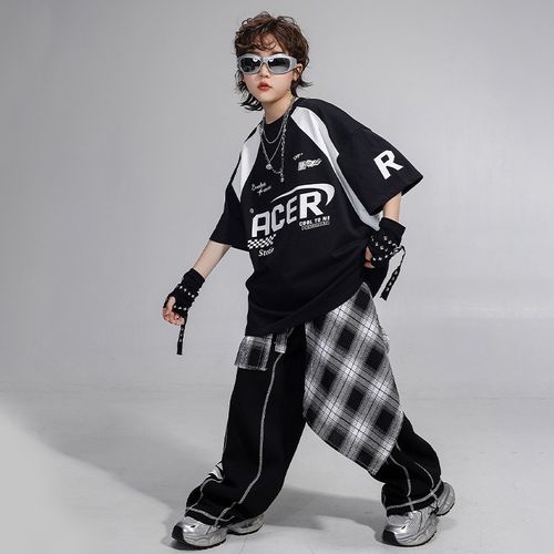 街舞儿童潮服男童嘻哈酷帅rT恤hiphop架子鼓服女童爵士舞演出服装