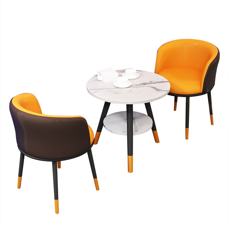 阳台小茶桌小型家用网红茶几餐饮商用圆桌奶茶店接待W洽谈桌椅组