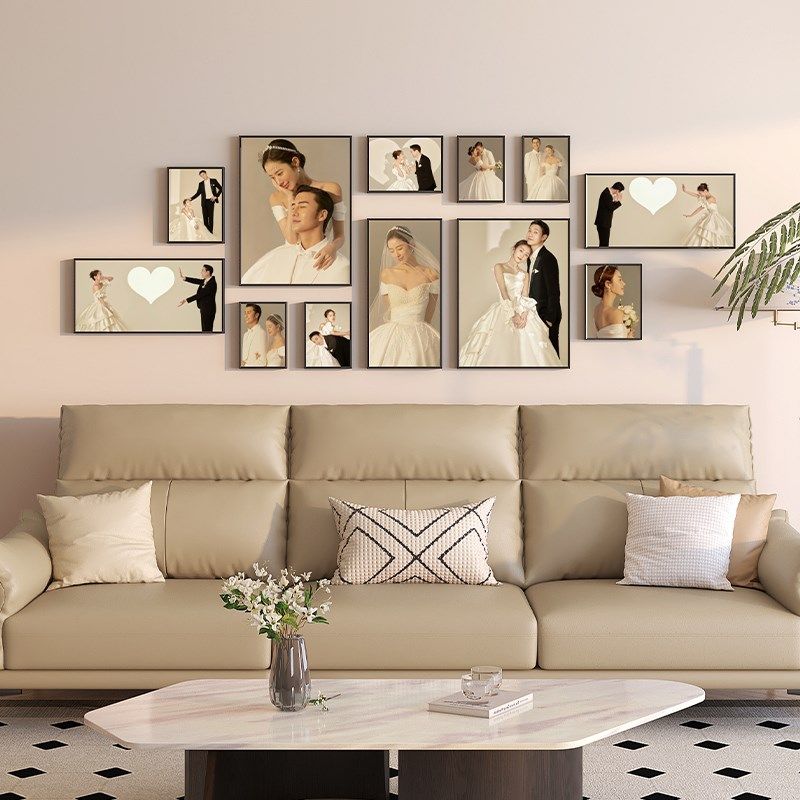 相框定制照片挂墙组合冲洗婚纱照结婚相片做成画框U打印全家福装