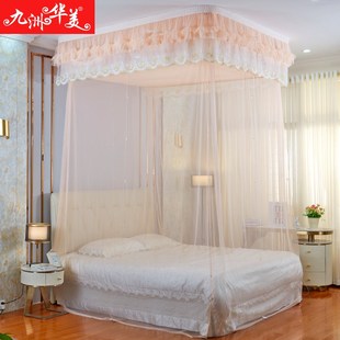 卧室加厚加密W公主床帘幔 吸顶电动升降蚊帐结婚双人家用2024新款