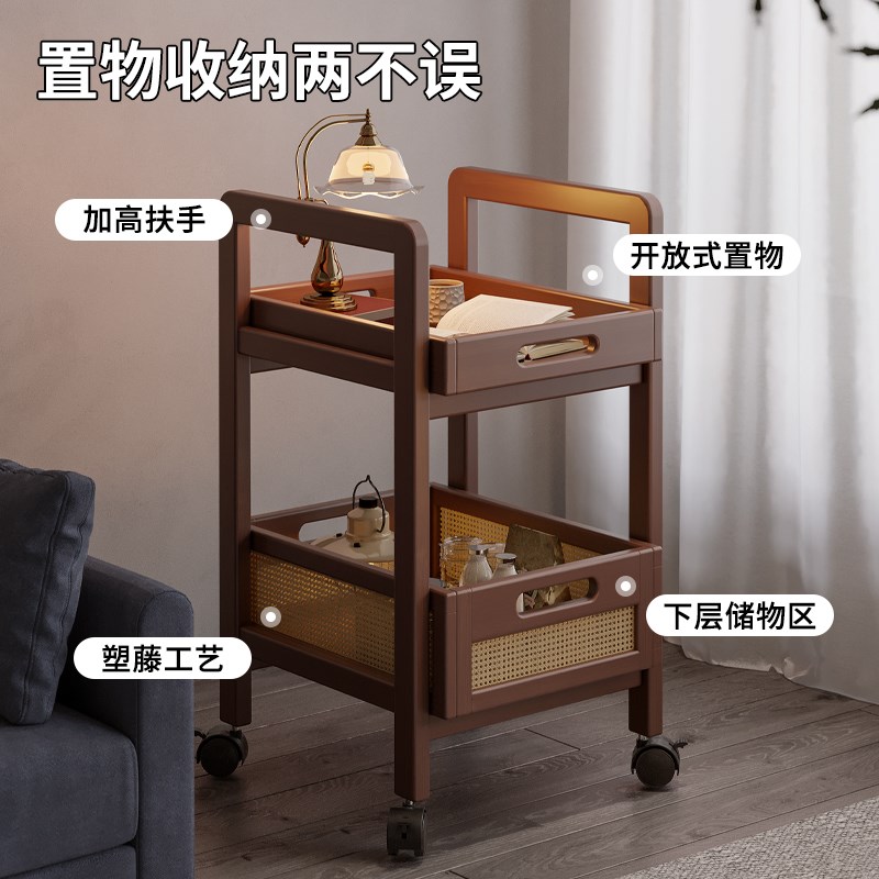 中古移动小推车置物架零食收纳筐家用客厅沙发边几床W头柜储物餐