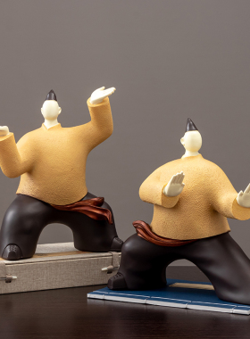 新中式创意抽象人物太极宗师个性桌面客厅玄M关酒柜装饰品轻奢摆