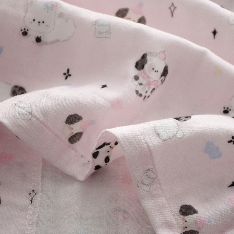 卡通奶萌小狗可爱睡衣女款春夏季纯棉纱布L薄款长袖长裤家居服套