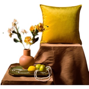 橄榄墨绿色天鹅绒轻奢抱枕沙发客厅复古靠枕床头靠背.垫套不含芯