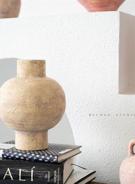 诧寂风陶艺花瓶斑驳新中式瓷器装饰品摆J件玄关电视柜插花水培陶