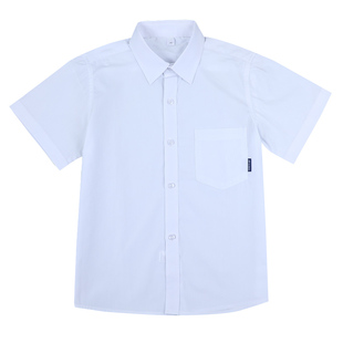 儿童校服短袖g衬衫天蓝色男童半袖表演出礼服中大童小学生白色衬