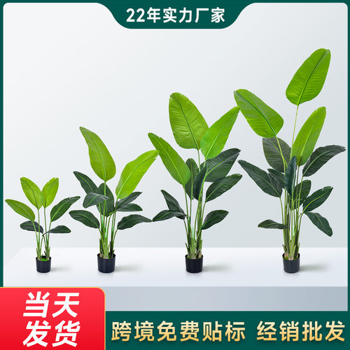 跨境专供高级感仿真旅人蕉160cm绿植假绿植大盆栽室内仿真植物