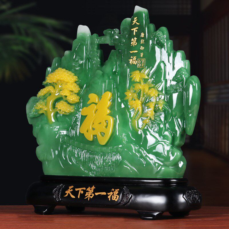 树脂工艺品寿山石福字客厅酒柜摆件家居装饰开Q业乔迁礼品厂家