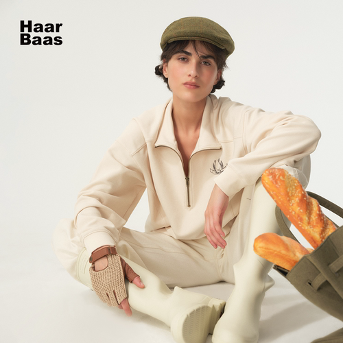 【HaarBaas】25SS新品老钱复古风马蹄印花拉链卫衣
