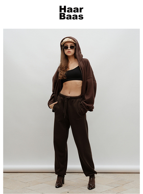 Haar Baas 热软糖色天丝羊毛混纺茧型廓形oversize连帽拉链卫衣