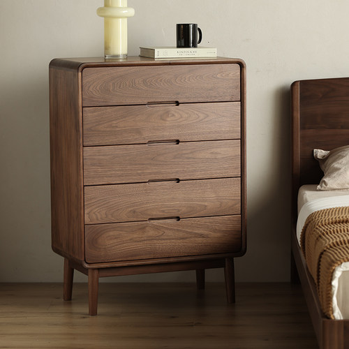 晨物黑胡桃木现代简约斗柜