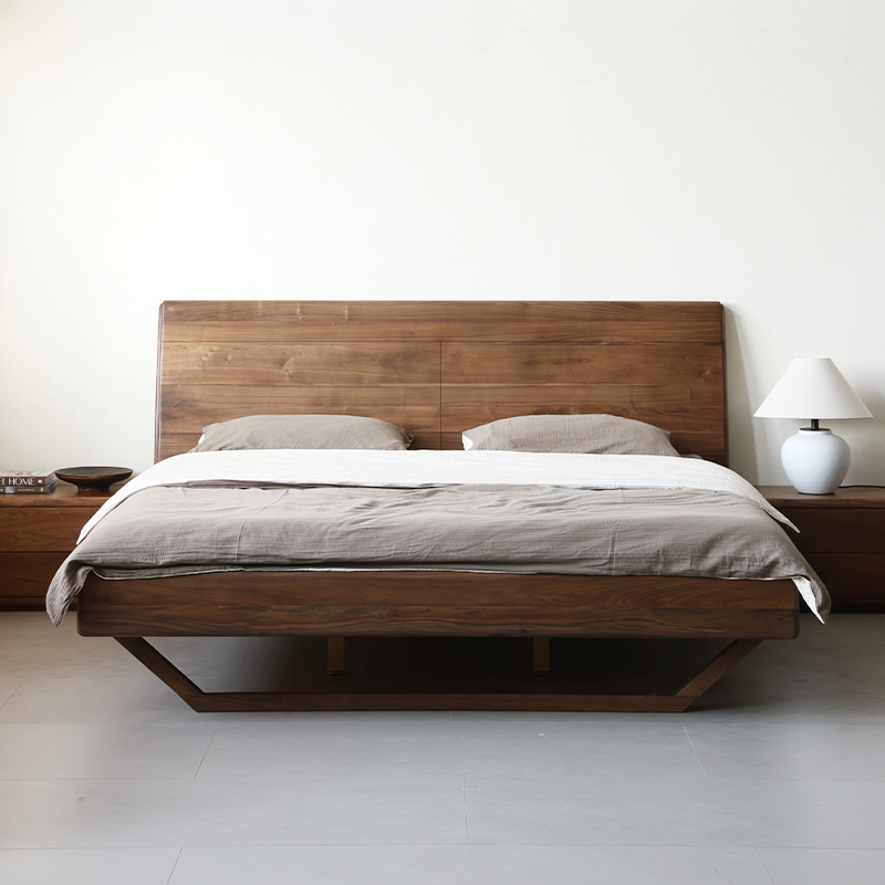 晨物实木床北美黑胡桃木双人床