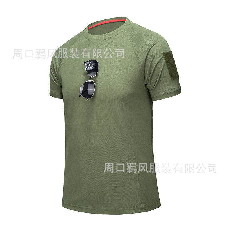 羁风圆领速干短袖款夏季战术户外速干衣带口袋快干运动衣T恤