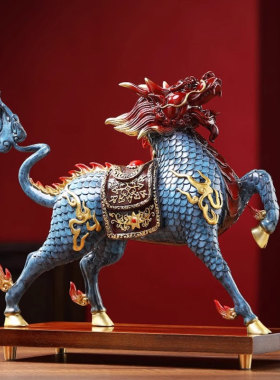 铜智欧麒麟献瑞铜摆件家居客厅玄关办公室大堂乔迁招财装饰礼品