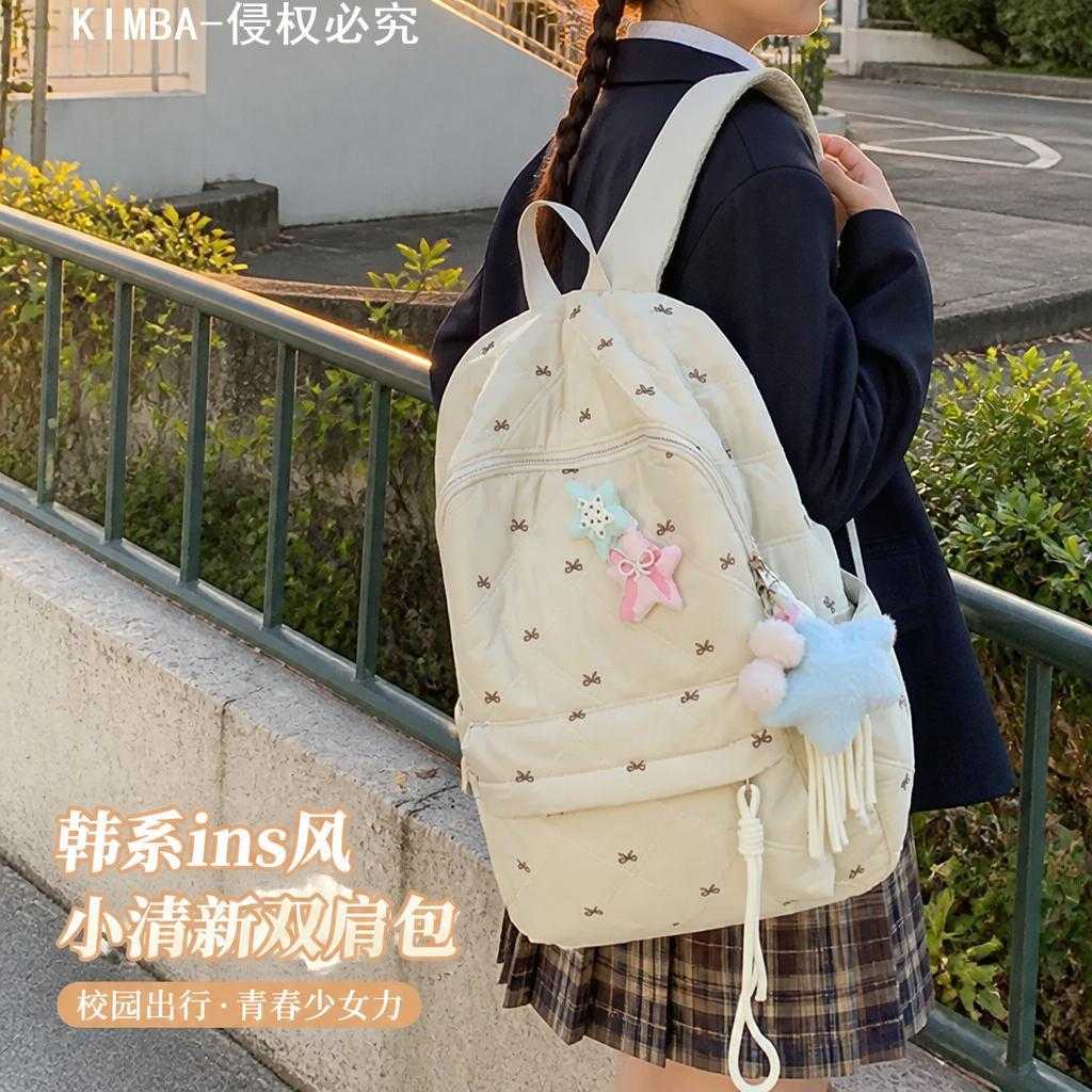 韩系INS风双肩包+蝴蝶结棉服套装
