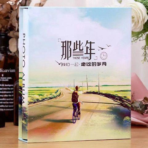 老式相册盒装4D大6寸200张插页式情侣家庭影集薄 6寸过塑纪念册
