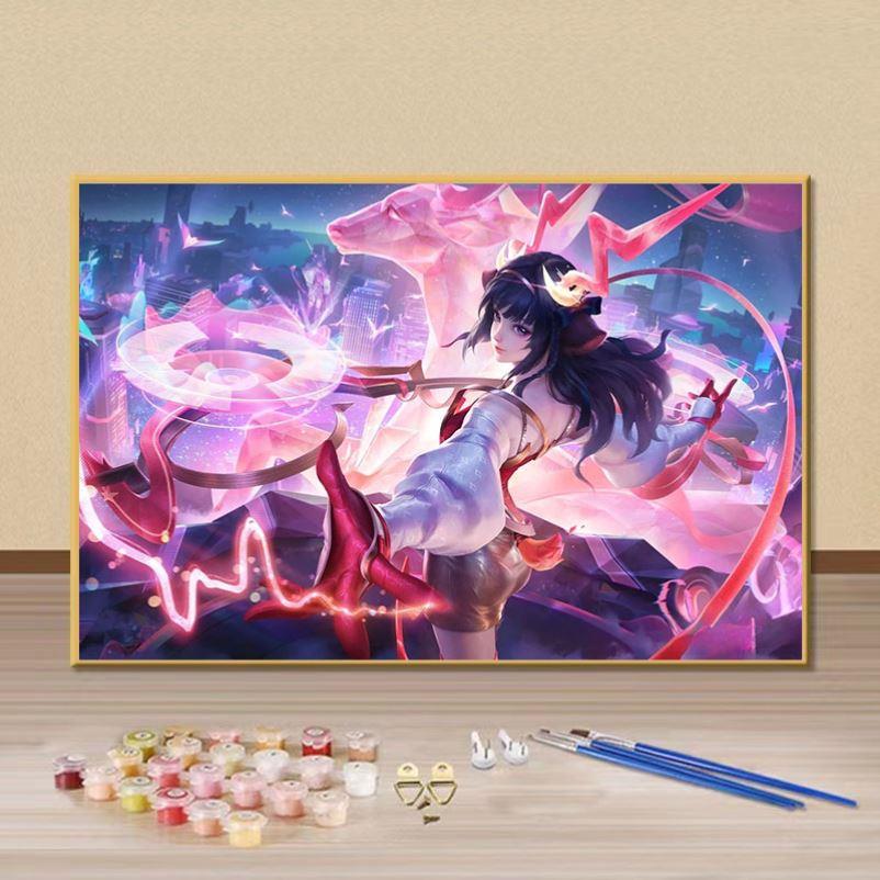王者荣耀女英雄瑶diy数字油画手绘填色画涂鸦画房间卧室装饰挂画图片