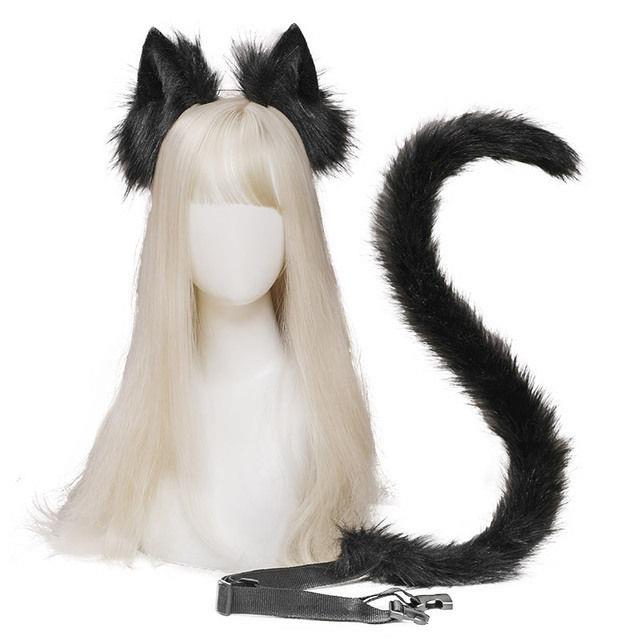 cosplay可爱猫咪耳朵猫尾饰品手作猫娘兽耳发箍尾巴配饰发饰套装