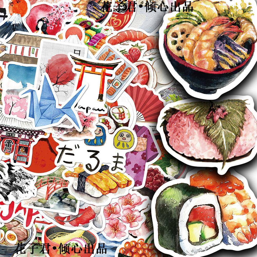 128张日本旅行贴纸特色美食著名建筑创意涂鸦diy手账桌面装饰贴画图片