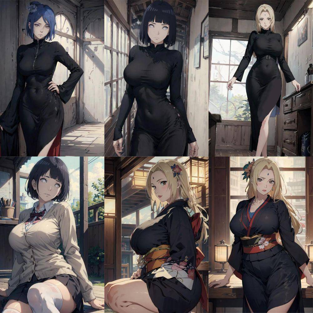 180张火影忍者AI美女雏田纲手小樱性感贴画装饰笔记本桌面diy贴纸