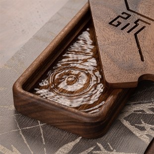 南美胡桃木家用储水式 小干泡台茶台 茶盘新中式 实木小型干泡盘日式