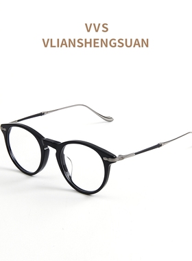 VVS眼镜镜平光防蓝光复古日系简约韩版黑色透明M2056