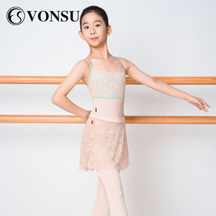 梵舒新款吊带舞蹈服少儿童女芭蕾专业连体连档艺考高胯体操服体