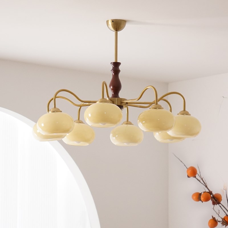 美式复古风餐厅书房卧室柿r子吊灯侘寂中古vintage田园实木客厅灯