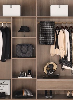 黑白轻奢样c板房衣柜衣帽间卧室衣服鞋子摆件裙子西服展厅软装饰