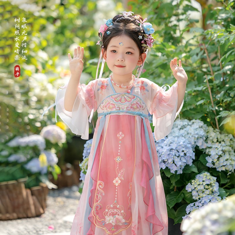 汉服女童夏季2025新款儿童高端国风公主连M衣裙女孩薄款仙气礼服