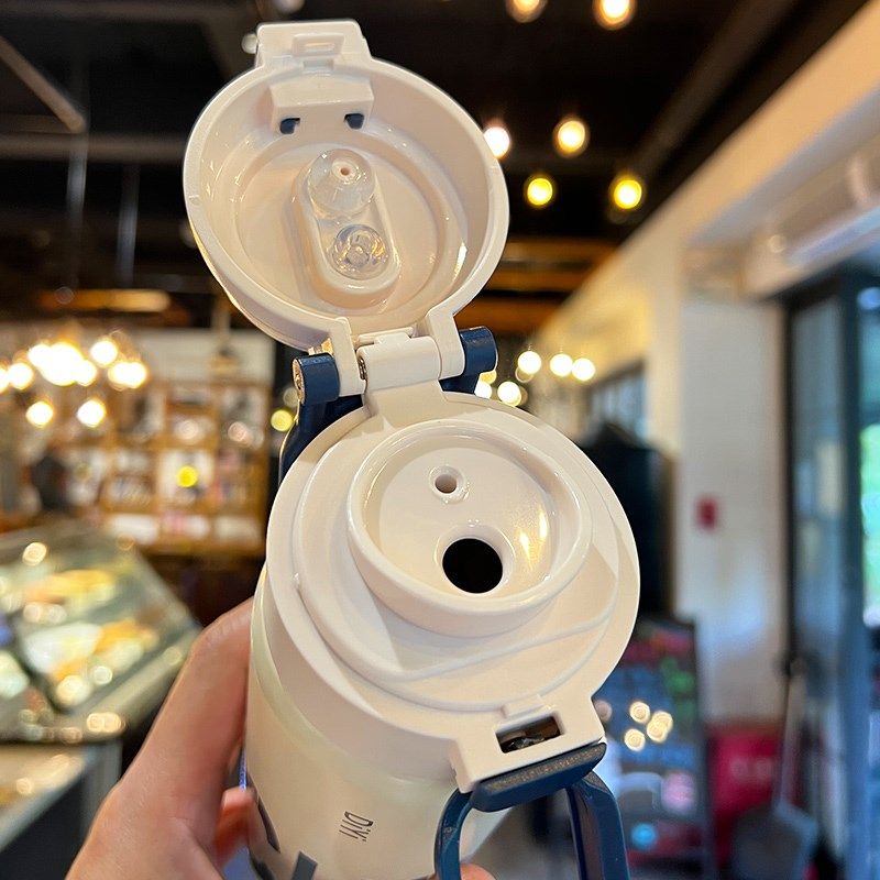 大容量保温杯学生便m携不锈钢水杯儿童男孩上学专用吸管杯子男水