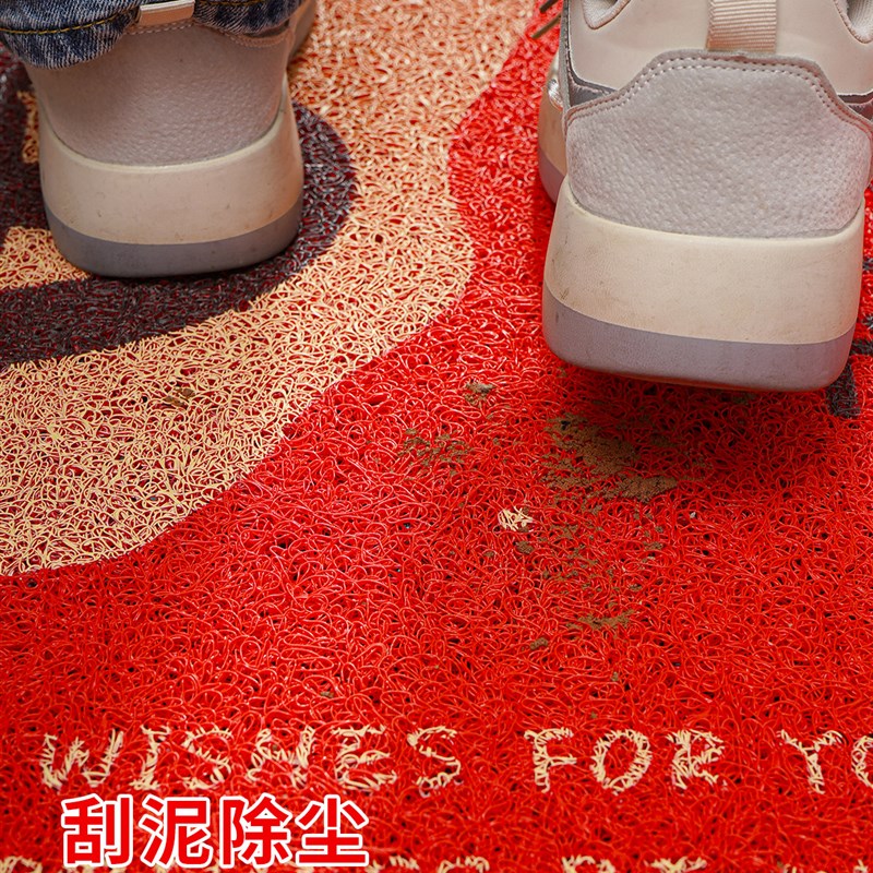 丝圈地垫进门出入平安地t毯加厚门口防滑脚垫家用红色喜庆入户门
