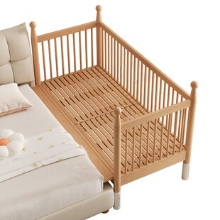 实木榉木儿童拼接床加宽床带护栏婴儿宝宝床N大人可睡可定制床边