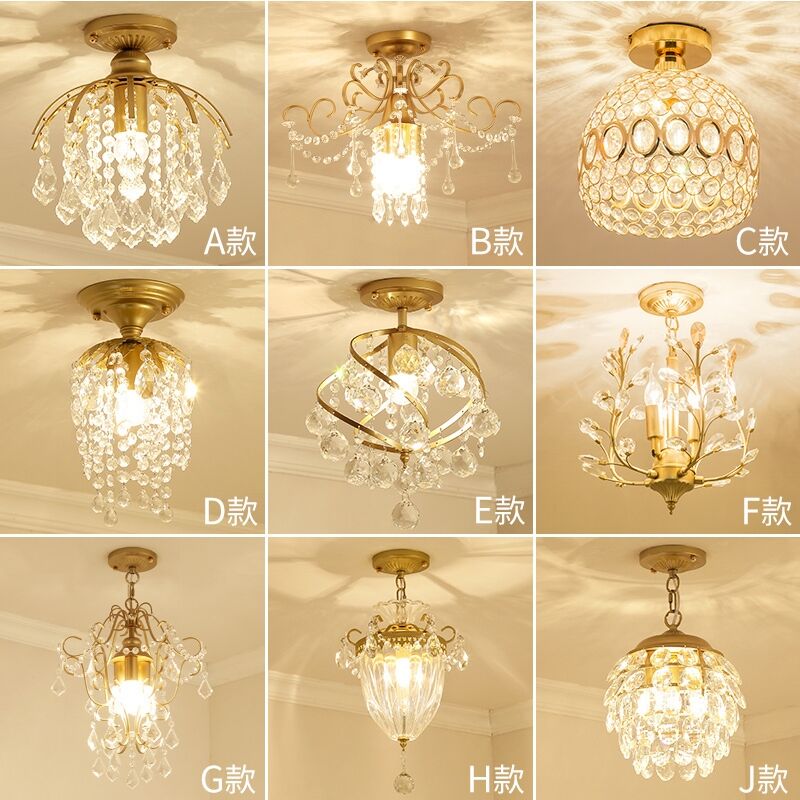美式水晶小吊灯过道灯走廊灯阳台灯F玄关灯衣帽间欧式水晶吸顶灯