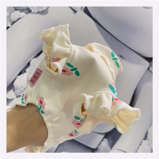 宠物衣服无毛猫打底衫 小花纯棉高Q领春秋冬羊毛保暖 小狗狗荷叶袖