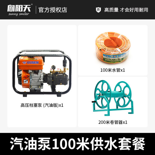 商用家用220v插电泵汽油泵 光伏板清洗L高压柱塞泵高压水管套餐