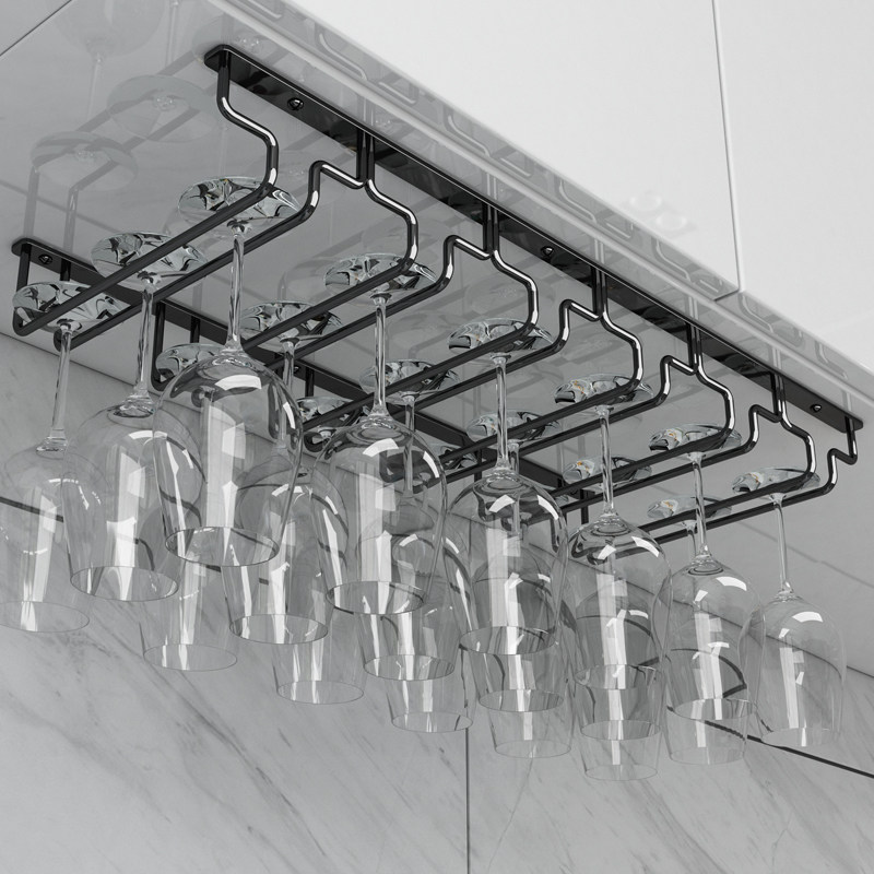 简约红酒杯架倒挂家用高脚杯架悬挂创意酒柜酒杯V展示架吊杯架子