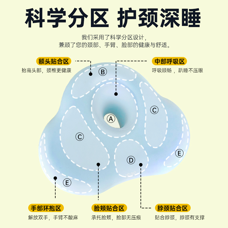 【新品】温眠白日护颈午睡w枕云朵系列趴睡枕公室学生睡觉神器