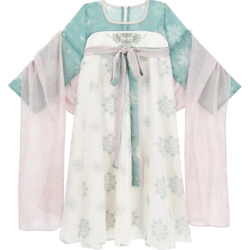 汉服女童连衣裙古风演出服纱裙长款古典舞H团体2025新款演出服练