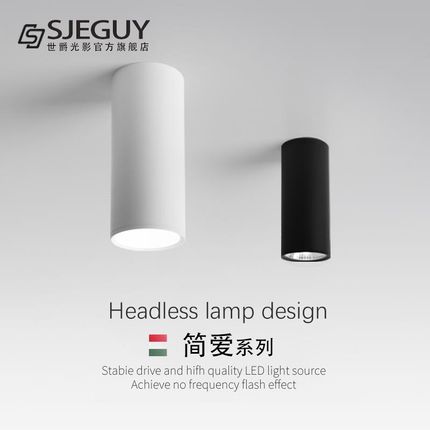 led明a装筒灯圆柱形长筒吸顶式明装射灯创意背景墙吧台办公室筒灯