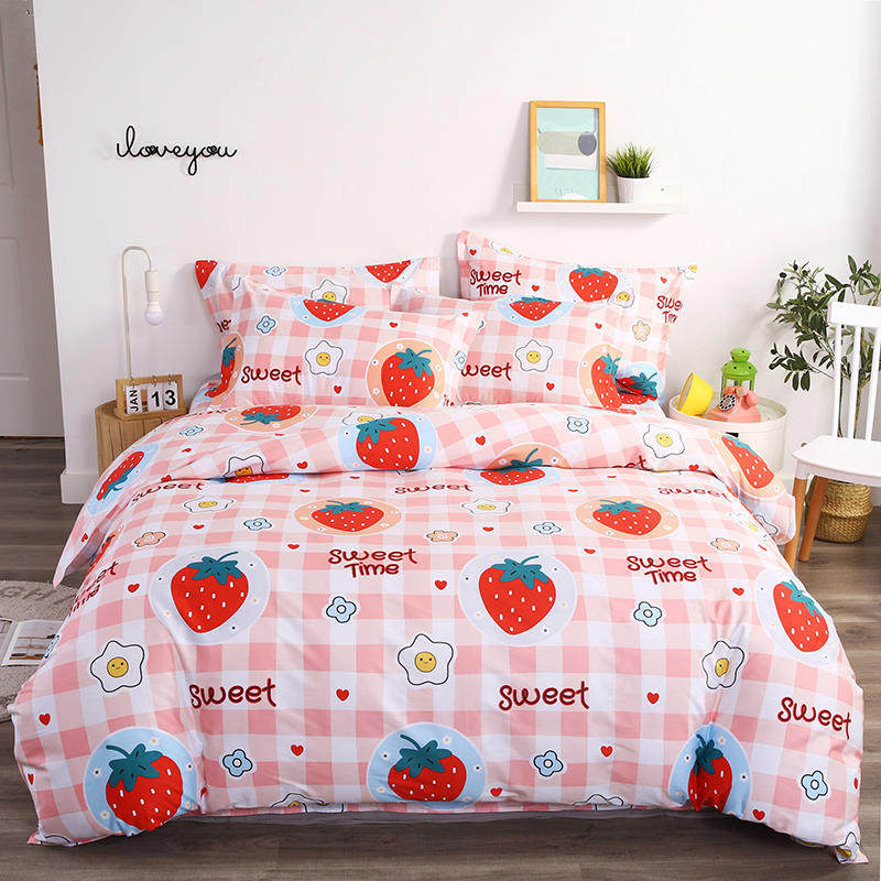 斜纹纯棉b四件套1.5米1.8m床男孩女孩卡通儿童全棉三件套学生被套